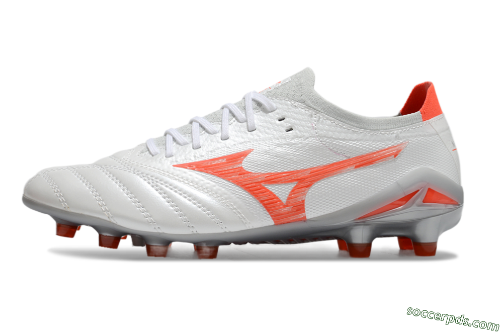 Mizuno Morelia Neo 4 Bate FG Low-Tops Football Boots - White/Red/Grey 2