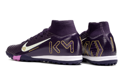 Nike Air Zoom Mercurial Superfly 10 Elite TF High-Tops Football Shoes - Purple/White/Gold