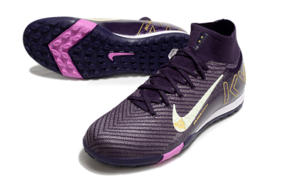 Nike Air Zoom Mercurial Superfly 10 Elite TF High-Tops Football Shoes - Purple/White/Gold