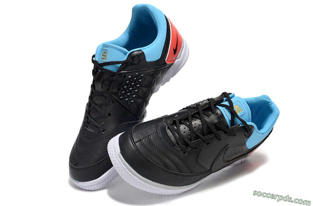 Nike Street Gato IC Low-Tops Football Shoes - Black/Blue/Red 3