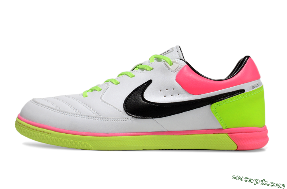 Nike Street Gato IC Low-Tops Football Shoes - White/Black/Pink/Yellow 2