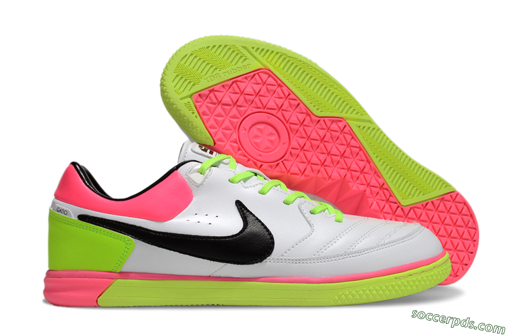 Nike Street Gato IC Low-Tops Football Shoes - White/Black/Pink/Yellow 1