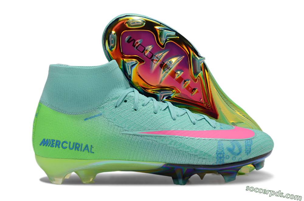Nike Air Zoom Mercurial Superfly 10 Elite FG High-Tops Football Boots - Jade/Pink/Blue 1