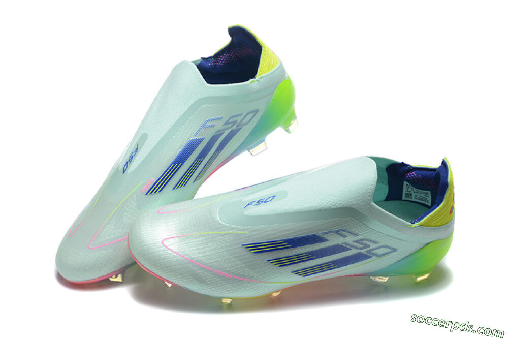Adidas F50 Elite Laceless FG Low-Tops Football Boots - Jade/Blue/Pink/Yellow 6