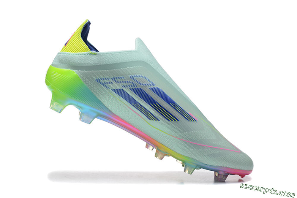 Adidas F50 Elite Laceless FG Low-Tops Football Boots - Jade/Blue/Pink/Yellow 7