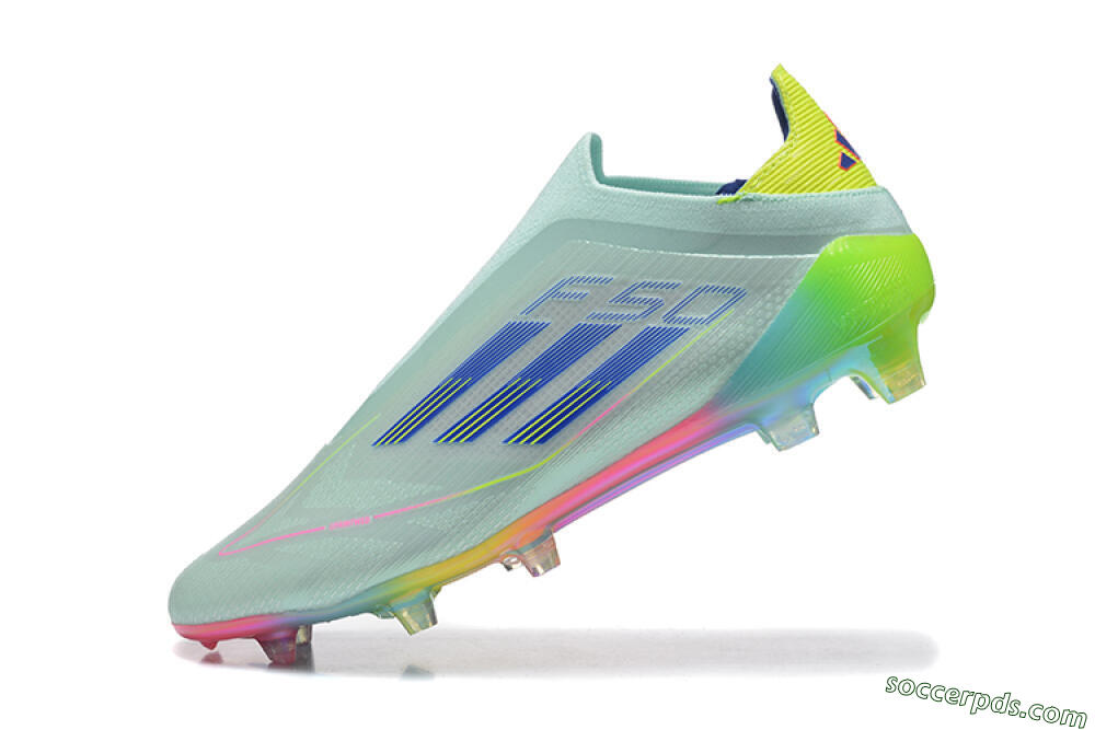 Adidas F50 Elite Laceless FG Low-Tops Football Boots - Jade/Blue/Pink/Yellow 8