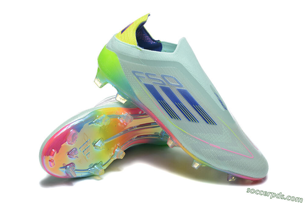 Adidas F50 Elite Laceless FG Low-Tops Football Boots - Jade/Blue/Pink/Yellow 4