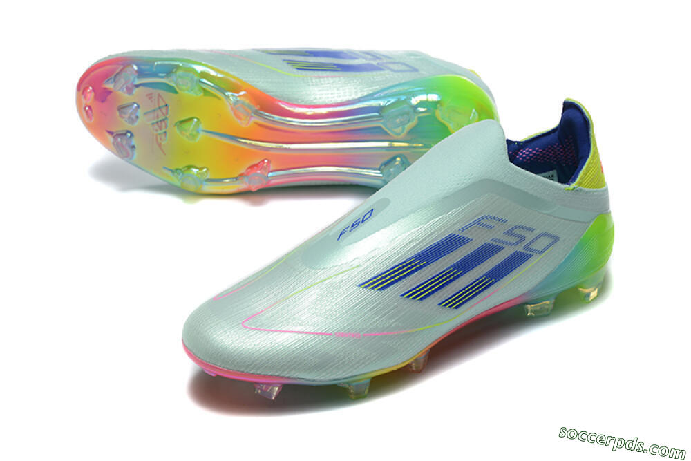 Adidas F50 Elite Laceless FG Low-Tops Football Boots - Jade/Blue/Pink/Yellow 3