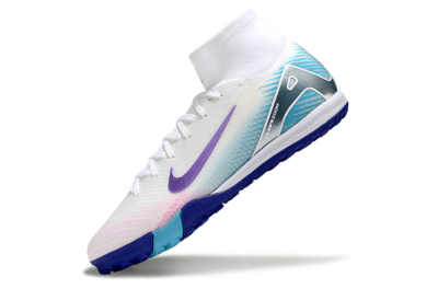 Nike Air Zoom Mercurial Superfly 10 Elite TF High-Tops Football Shoes - White/Purple/Blue