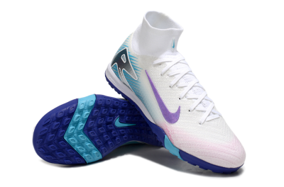 Nike Air Zoom Mercurial Superfly 10 Elite TF High-Tops Football Shoes - White/Purple/Blue