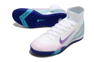 Nike Air Zoom Mercurial Superfly 10 Elite TF High-Tops Football Shoes - White/Purple/Blue