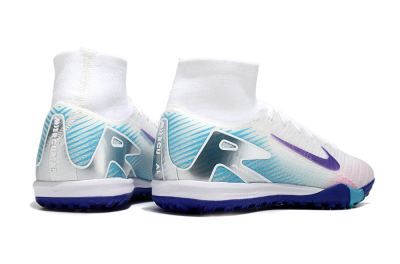 Nike Air Zoom Mercurial Superfly 10 Elite TF High-Tops Football Shoes - White/Purple/Blue