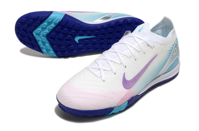 Nike Air Zoom Mercurial Vapor 16 Elite TF Low-Tops Football Shoes - White/Purple/Silver/Jade