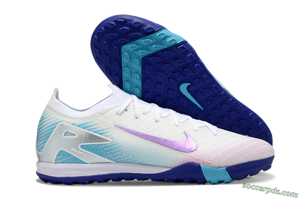 Nike Air Zoom Mercurial Vapor 16 Elite TF Low-Tops Football Shoes - White/Purple/Silver/Jade 1