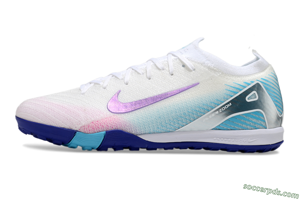 Nike Air Zoom Mercurial Vapor 16 Elite TF Low-Tops Football Shoes - White/Purple/Silver/Jade 2