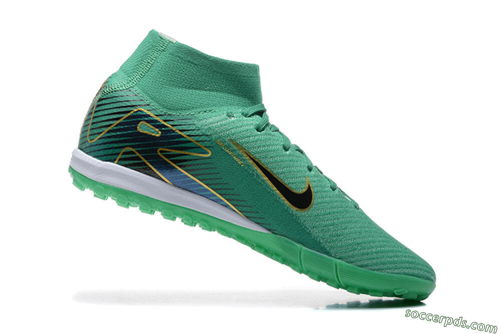 Nike Air Zoom Mercurial Superfly 10 Elite TF High-Tops Football Shoes - Green/Gold/White 7