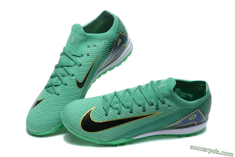 Nike Air Zoom Mercurial Vapor 16 Elite TF Low-Tops Football Shoes - Green/Black/Gold 6