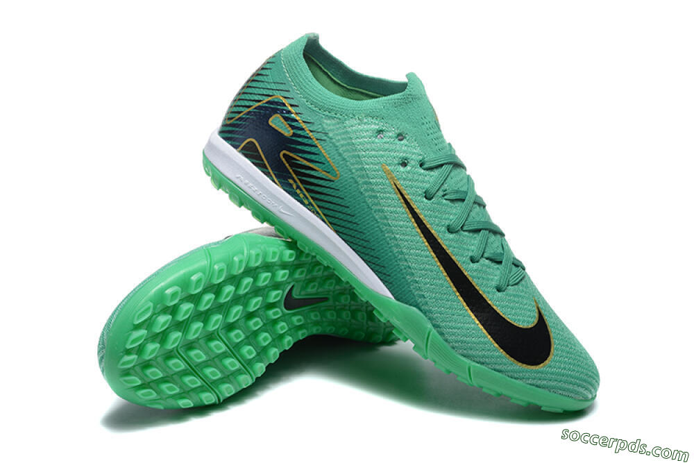 Nike Air Zoom Mercurial Vapor 16 Elite TF Low-Tops Football Shoes - Green/Black/Gold 4