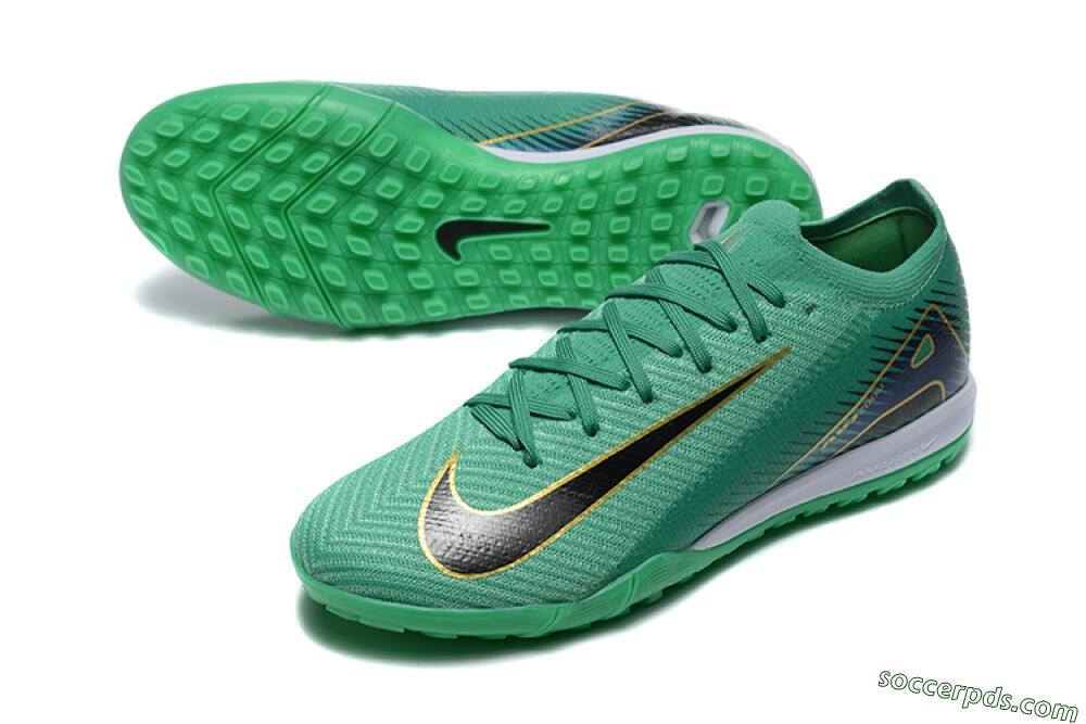 Nike Air Zoom Mercurial Vapor 16 Elite TF Low-Tops Football Shoes - Green/Black/Gold 3
