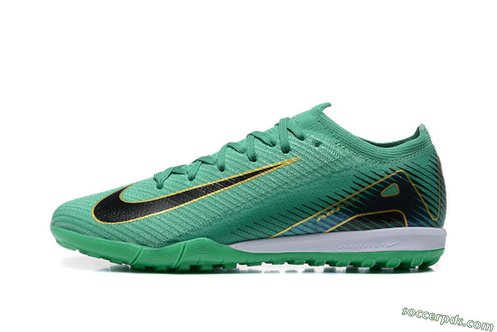 Nike Air Zoom Mercurial Vapor 16 Elite TF Low-Tops Football Shoes - Green/Black/Gold 2