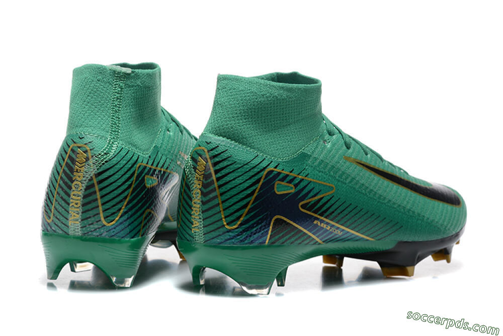 Nike Air Zoom Mercurial Superfly 10 Elite FG High-Tops Football Boots - Green/Gold/White 9