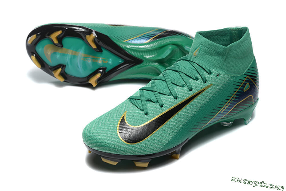 Nike Air Zoom Mercurial Superfly 10 Elite FG High-Tops Football Boots - Green/Gold/White 3