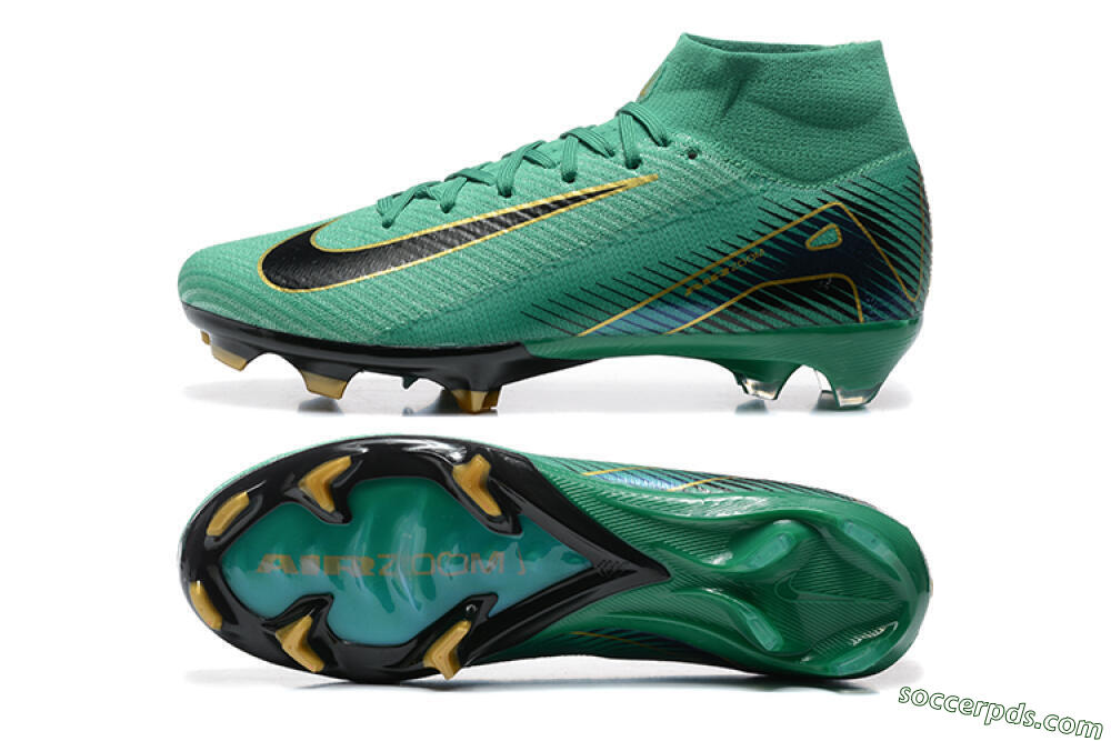 Nike Air Zoom Mercurial Superfly 10 Elite FG High-Tops Football Boots - Green/Gold/White 0