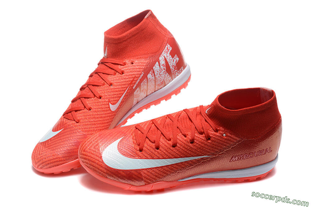 Nike Air Zoom Mercurial Superfly 10 Elite TF High-Tops Football Shoes - Red/White 6