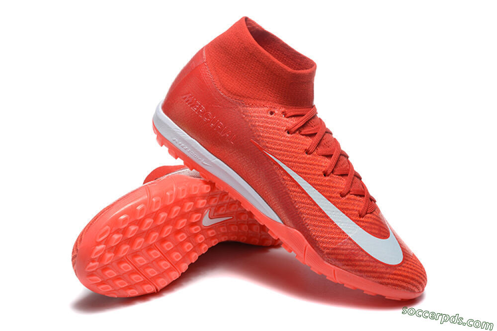 Nike Air Zoom Mercurial Superfly 10 Elite TF High-Tops Football Shoes - Red/White 4