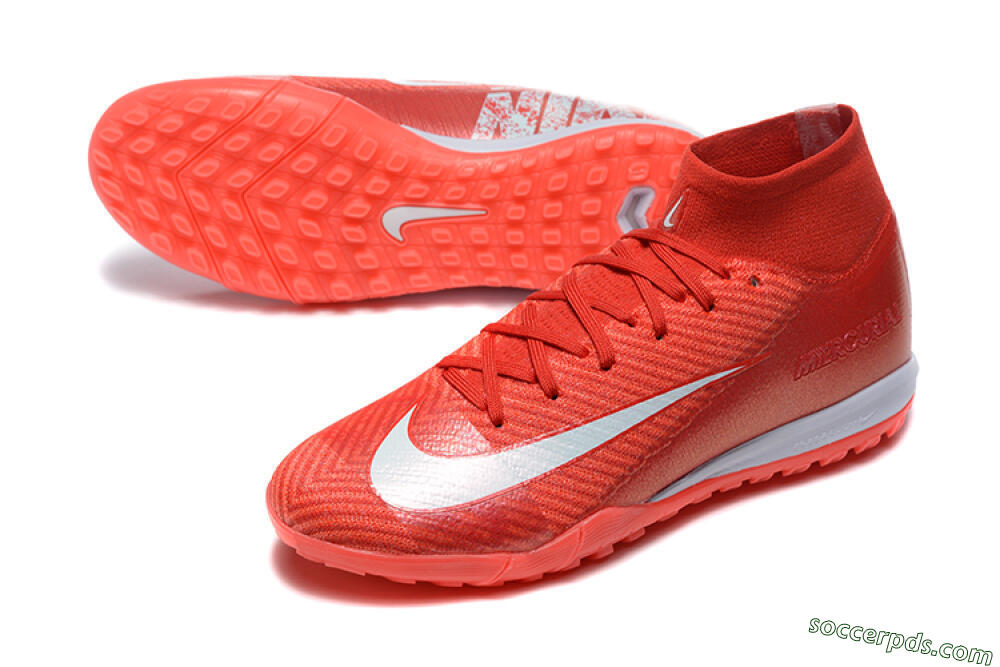 Nike Air Zoom Mercurial Superfly 10 Elite TF High-Tops Football Shoes - Red/White 3