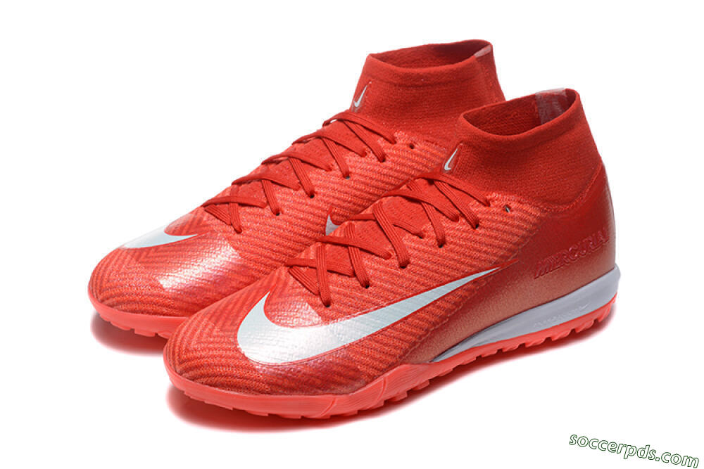 Nike Air Zoom Mercurial Superfly 10 Elite TF High-Tops Football Shoes - Red/White 5