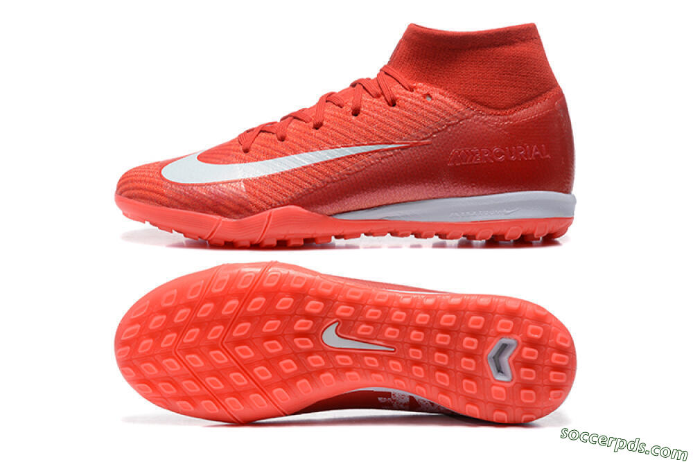 Nike Air Zoom Mercurial Superfly 10 Elite TF High-Tops Football Shoes - Red/White 0