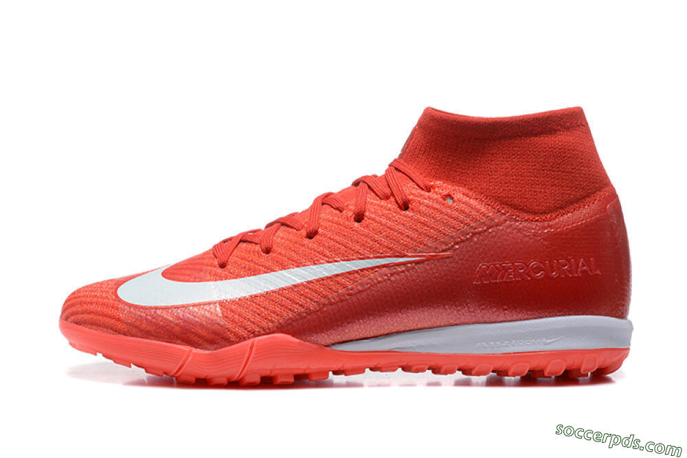 Nike Air Zoom Mercurial Superfly 10 Elite TF High-Tops Football Shoes - Red/White 2