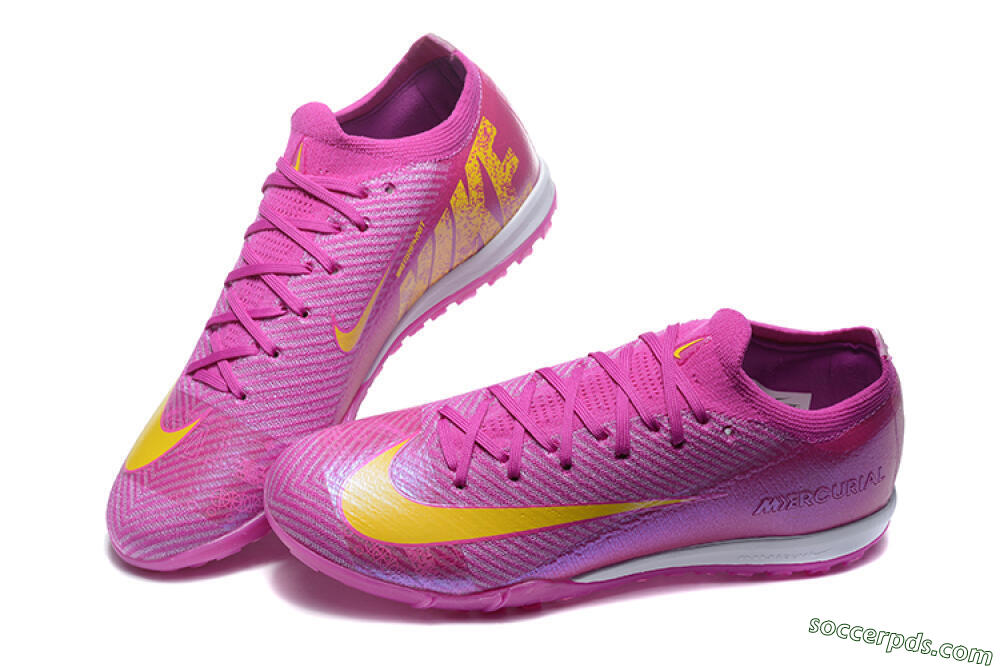 Nike Air Zoom Mercurial Vapor 16 Elite TF Low-Tops Football Shoes - Pink/Yellow/White 6
