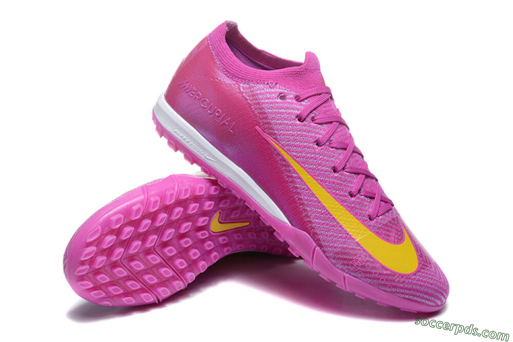 Nike Air Zoom Mercurial Vapor 16 Elite TF Low-Tops Football Shoes - Pink/Yellow/White 4