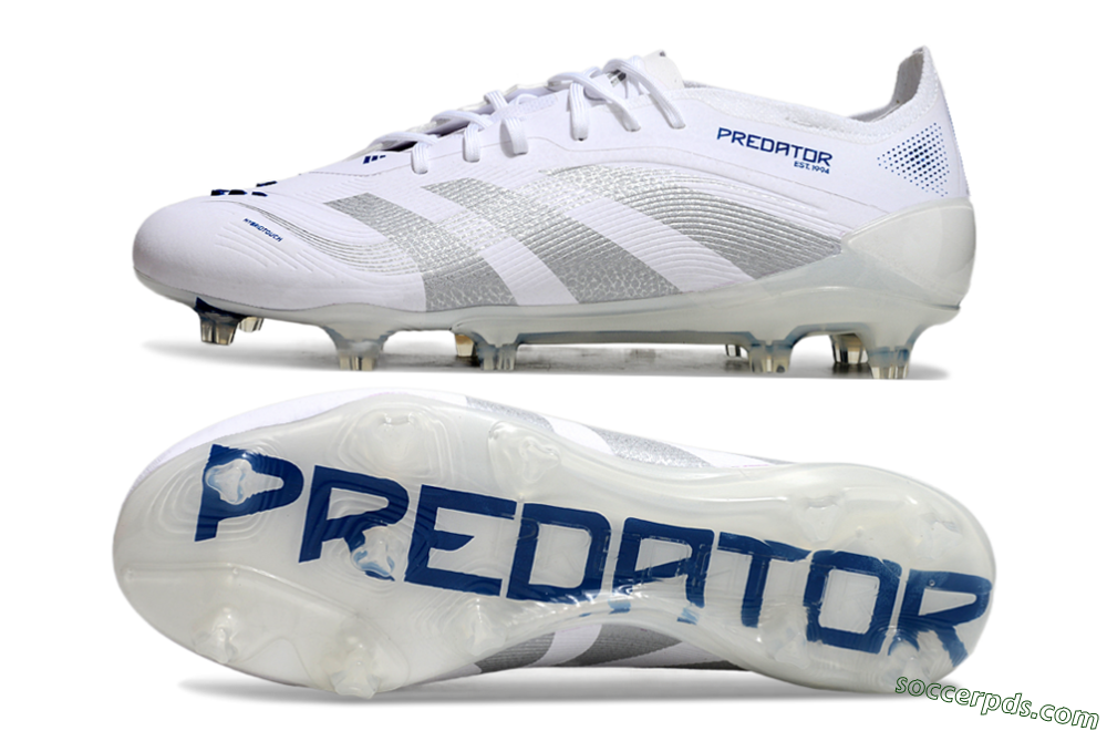 Adidas Predator Elite 25 FG Low-Tops Football Boots - White/Blue/Silver 0