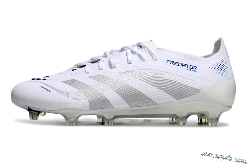 Adidas Predator Elite 25 FG Low-Tops Football Boots - White/Blue/Silver 2
