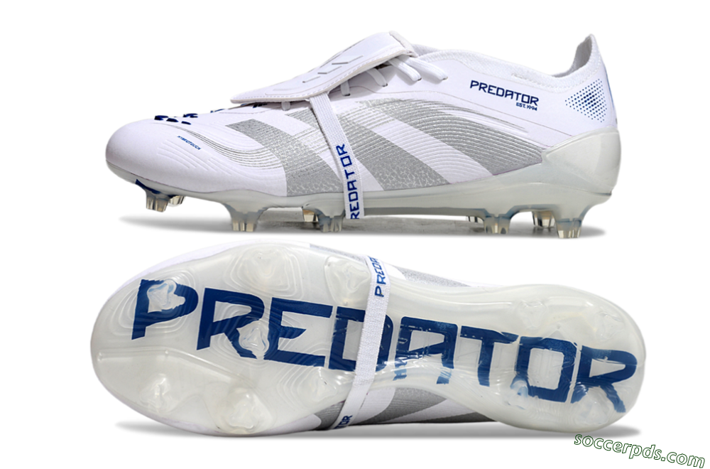 Adidas Predator Elite 25 Foldover Tongue FG Low-Tops Football Boots - White/Blue/Silver 0