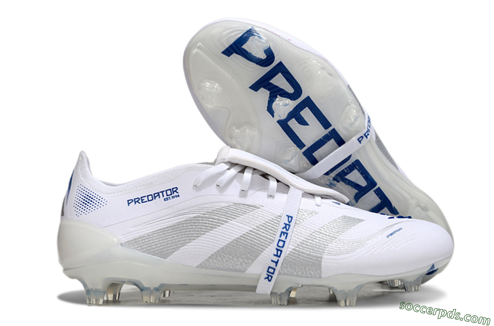 Adidas Predator Elite 25 Foldover Tongue FG Low-Tops Football Boots - White/Blue/Silver 1