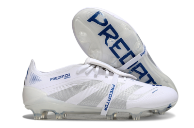 Adidas Predator Elite 25 Foldover Tongue FG Low-Tops Football Boots - White/Blue/Silver