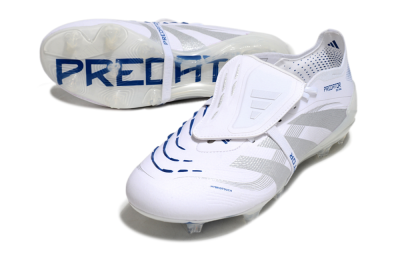 Adidas Predator Elite 25 Foldover Tongue FG Low-Tops Football Boots - White/Blue/Silver