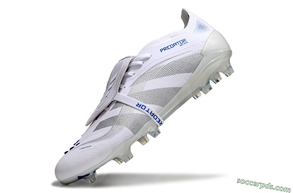 Adidas Predator Elite 25 Foldover Tongue FG Low-Tops Football Boots - White/Blue/Silver 5