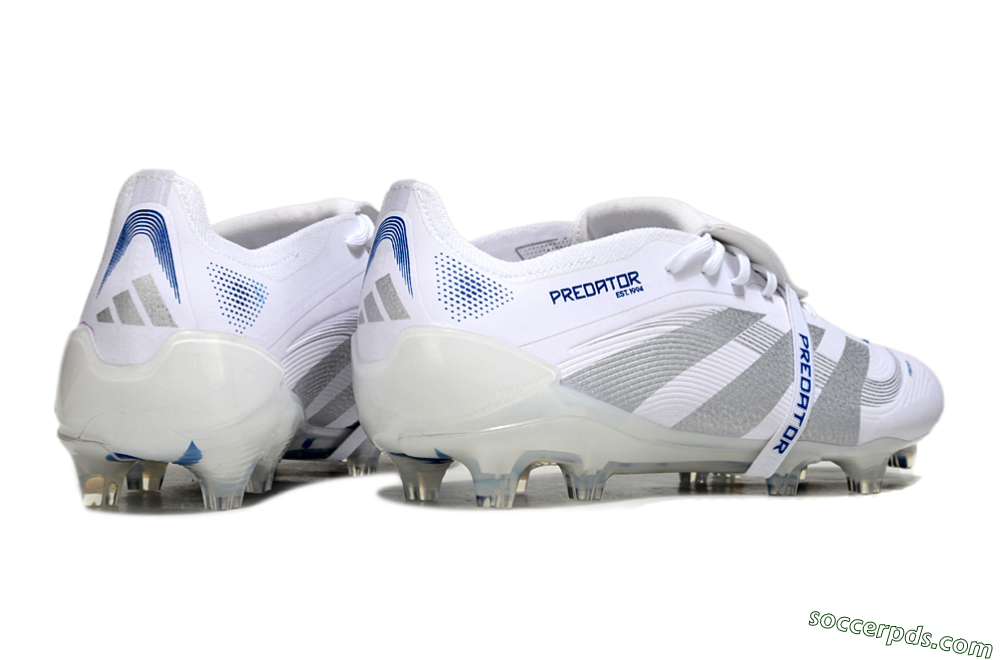 Adidas Predator Elite 25 Foldover Tongue FG Low-Tops Football Boots - White/Blue/Silver 6