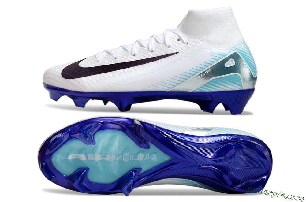 Nike Air Zoom Mercurial Superfly 10 Elite FG High-Tops Football Boots - White/Purple/Blue 0