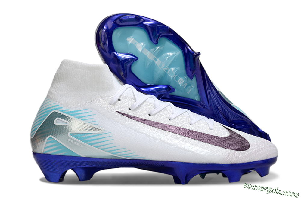 Nike Air Zoom Mercurial Superfly 10 Elite FG High-Tops Football Boots - White/Purple/Blue 1