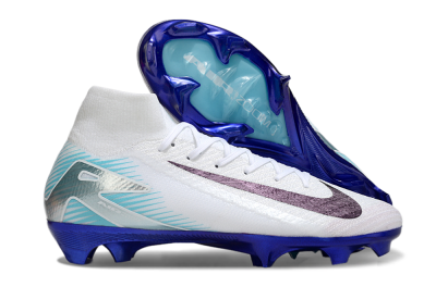 Nike Air Zoom Mercurial Superfly 10 Elite FG High-Tops Football Boots - White/Purple/Blue