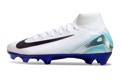 Nike Air Zoom Mercurial Superfly 10 Elite FG High-Tops Football Boots - White/Purple/Blue