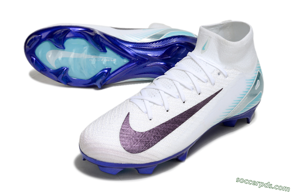 Nike Air Zoom Mercurial Superfly 10 Elite FG High-Tops Football Boots - White/Purple/Blue 3