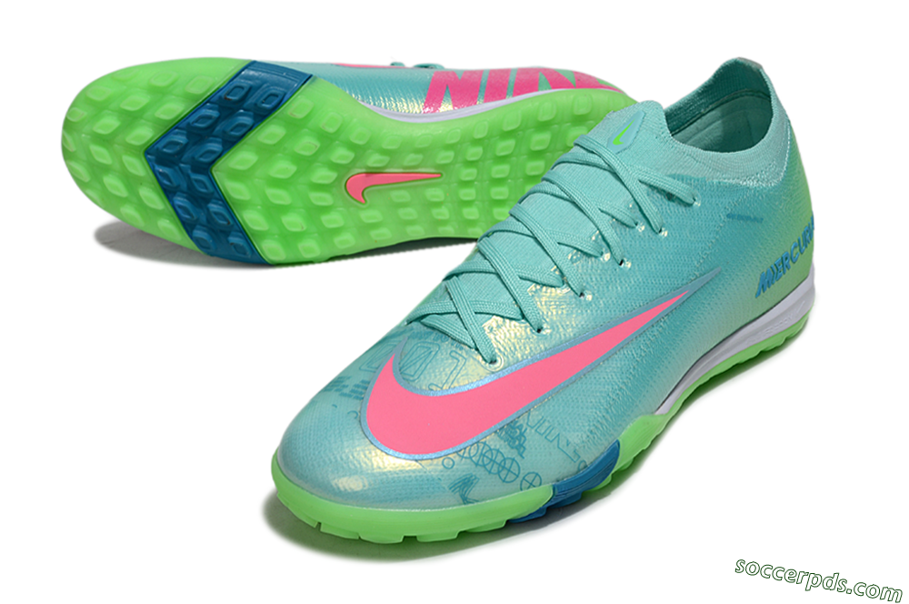 Nike Air Zoom Mercurial Vapor 16 Elite TF Low-Tops Football Shoes - Jade/Pink/White 3