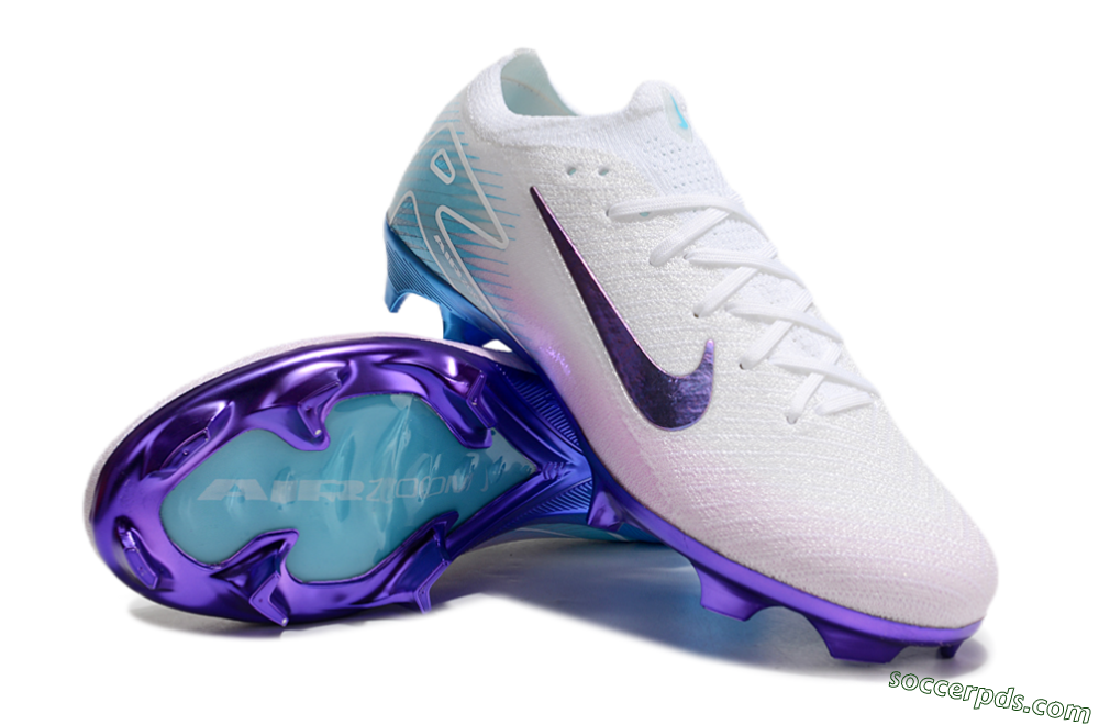 Nike Air Zoom Mercurial Vapor 16 Elite FG Low-Tops Football Boots - White/Purple/Blue 3